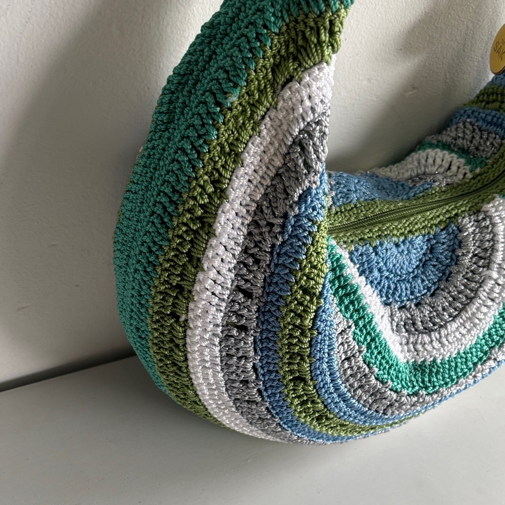 The Sak Green and Blue Crochet Hobo Bag - Picture 3 of 10